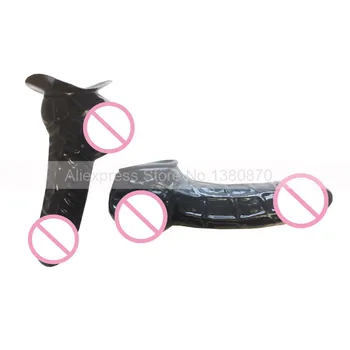 Latex Zwarte penishuls Fetish Rubber Condoom (Kan DIY in Catsuit of Gebruikt door Zelf) S-LA107