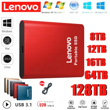 Lenovo Nieuwe Portable 500GB SSD 1TB Flash Harde Schijf USB3 geschreven.1 High Speed 2 TB, 4 TB 8-TB SSD Opslag-Externe Harde Schijf Voor Laptop/PC