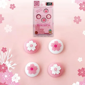 Leuke Sakura Pink Flower Nintend Thumb Stick Grip Dop Joystick Cover Voor Nintendo Schakelaar Lite Vreugde-con-Controller Thumbstick Geval