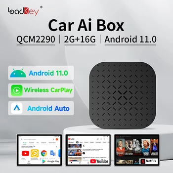 LoadKey Android 11 Ai Doos Draadloze Android Automatische Verbinding CarPlay YouTube, Netflix-Tv Box QCM2290 Plug en Play of de AppStore Tbox-basic