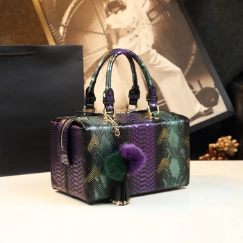 Luxe Fashion Lederen Vrouwen handtas moeder Serpentine draagbare tas vrouwelijke charme schouder vierkante Harde box tassen