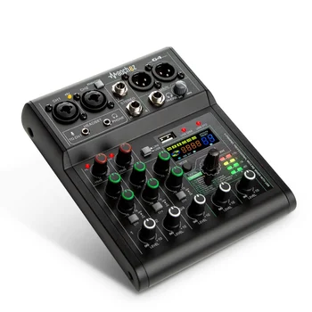Manchez G4 Mini 4-Kanaals geluidskaart Mixer USB-Console DJ Karaoke Smartphone Professionele Computer-Opname 48V