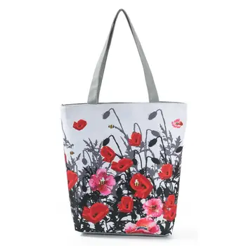 Miyahouse Bloemen Bedrukte Handtas Dames Schoudertas Canvas Summer Beach Bag Dagelijks Gebruik Van Vrouwelijke Shopping Bag Lady