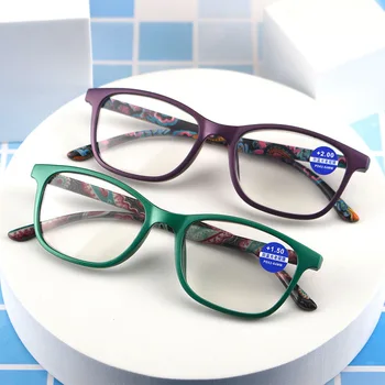 Mode-Vrouwen Leesbril Bloem Print Hars Lees Brillen Vergrotende Presbyopic Bril +1.0~+4.0