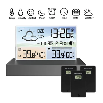 Multifunctionele Digitale Weerstation Weersverwachting Wekker Binnen-Buiten Temperatuur Sensor Vochtigheid Meter Agenda