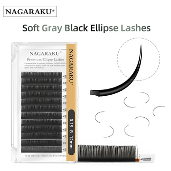 NAGARAKU Premium Ellips Wimpers Flatscreen Split Tips Vorm Zachte Natuurlijke Lichte Wimpers Matte Grijze Kleur van de Wimper