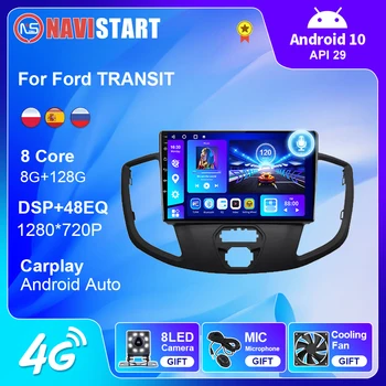 NAVISTART Voor Ford TRANSIT 2015 2016 2017 2018 Auto Radio Android-10 Auto DSP Carplay 4G WIFI GPS Navigatie Geen 2 Din DVD-Speler