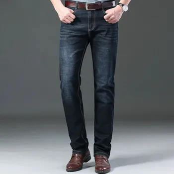 Nieuwe Heren Jeans Smart Casual Mannen Denim Broeken Mode Comfortabele Jeans Broek Mannen Streetwear Rechte Denim Blauwe Jeans Broek