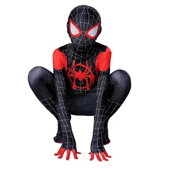 Nieuwe Miles Morales Ver Van Huis Spiderman Cosplay Kostuum van Peter Parker, Zentai Kostuum Superheld Bodysuit voor Kinderen Spandex