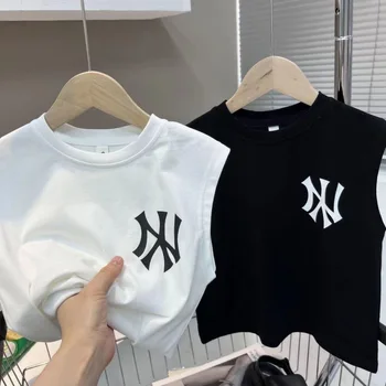 OASHTH Jongens' nieuwe zomerse mouwloze vest T-shirt losse zweet-absorberende katoenen top baby bovenkleding