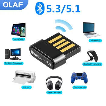 Olaf 5.1/5.3 USB-Bluetooth-Adapter Receiver BT5.0 Dongle Voor PC Laptop Draadloos Luidspreker Oortelefoon USB-Zender-Ontvanger
