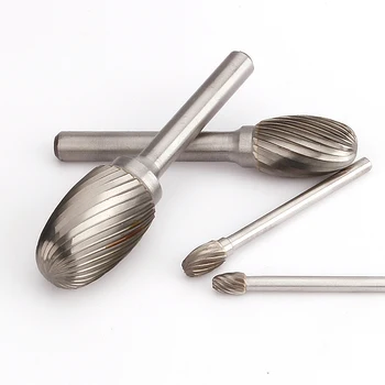 Ovaal Type Tungsten Carbide Staal 1pcs Roterende Hark Single Slot Malende Hoofd E-vormige Metalen Houtbewerking Houtsnijwerk Tool