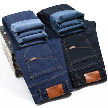 Overmaat 42 44 Mannen Jeans Broek Nieuwe Casual Klassieke Blauwe Stretch Jeans Business Mode Casual Denim Broek Van Het Merk Broek