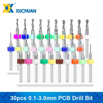 PCB Boor 30pcs 0.1-1.0 1.1-2.0 2.1-3.0 mm Set Micro Gun Boren Voor het Boren van de kringsraad van PCB Hardmetalen Boor