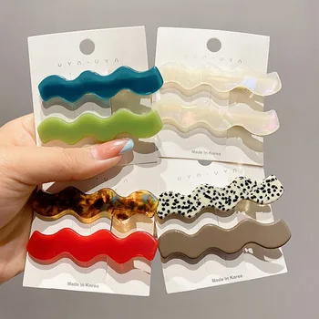 Prachtige Geometrische Wave Haar Clip Ingestelde Pin-Koreaanse Acetaat Haarspeldjes Voor Vrouwen Hoofddeksels Fashion Hairgrip Haar Accessoires Sieraden