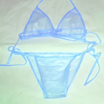 PVC Plastic Transparante Beha, Ondergoed Pak Volwassen Sexy Kant Slipje Glas Broek Duidelijk Lingerie Set Niet Disposable