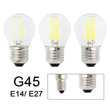 Retro G45 LED 2W 4W 6W Dimbaar Filament Lamp E27 E14 MAÏSKOLF 220V Glas shell Vintage Stijl van de Lamp