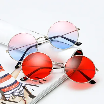 Retro Kleine Ronde Zonnebril Vrouwen Vintage Merk Tinten Rood Metalen zonnebril Voor vrouwen Mode-Ontwerper Lunette