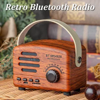 Retro Mini FM-Radio Classic FM Ontvanger Vintage Bluetooth Speaker Zware Bass Subwoofer TF-Speler Oplaadbare Radio ' s voor Gift