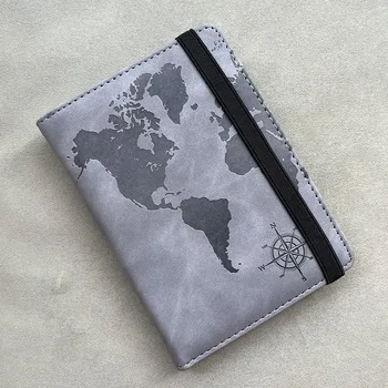Rfid Blokkerende Persoonlijke Paspoort Dekken Wereld Kaart Kompas met Elastische Band Travel Essentials Paspoort