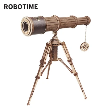 Robotime Rokr 1:1 DIY 314pcs Telescopische Monoculaire Telescoop Houten modelbouw Kits Montage Speelgoed Cadeau voor Kinderen Volwassen
