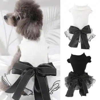 Roes Dog Dress Ademend Stijlvolle Grote Boog-knoop Puppy Kleding voor het Dagelijks Leven
