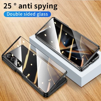 Roestvrij Staal Stand Metal Case Voor De Samsung Galaxy Z Fold5 Voudig 4 Voudig 3 Magnetische 360 Volledige Gehard Glas Bescherming Fold4 Geval