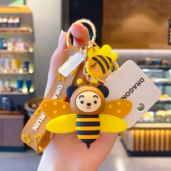 Schattig en schattige little bee eenvoudige sleutelhanger sleutelhanger tas hanger paar creatieve cadeau-accessoires