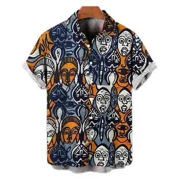 Schedel Mannen Shirt met Grappige Print Korte Mouw Hawaiian Shirts Voor Mannen, Los Oversized Shirt Tops voor heren Kleding Camisa Masculina