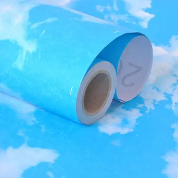 Schil en Stok Blue Sky 3D Wallpapers DIY Zelfklevende Wolken Home Decor Waterdichte Muur Stickers Woonkamer Achtergrond Muurschildering