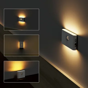 Slimme Koppeling van de motiesensor nachtlicht Oplaadbare Draadloze Magnetische LED-Inductie Lamp Muur Woning Slaapkamer, Keuken, Trap