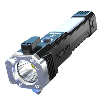 Super Heldere LED Zaklamp met Veiligheid Hamer Kant Zaklamp Lichte Draagbare Lantaarn Outdoor Avontuur Verlichting USB Opladen