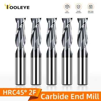 Tooleye HRC45 Carbide Flatscreen Molens Legering Coating Cnc Frees Matching Tool 2 Fluiten vingerfrees Voor Metaal 1 2 3 4 5 6 8 10 12 mm