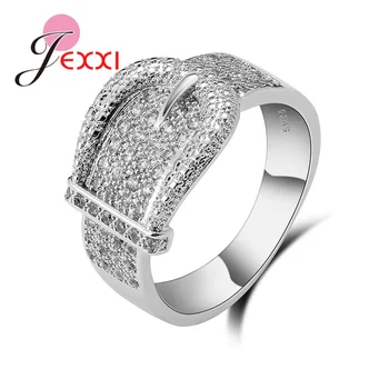 Top Kwaliteit 925 Echte Zilveren Naald Ringen Voor Vrouwen Luxe Doek Gesp Vorm Bruids Sieraden Accessoires Zirconia Anillos
