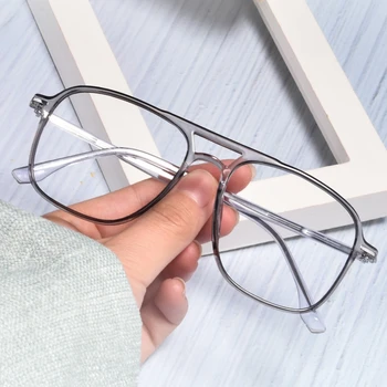 Transparante Dubbele Bundel Retro Flatscreen Bril Bijziendheid Montuur Mannen En Vrouwen Trend Brillen Frames Optische Brillen 6536