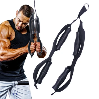 Trek Triceps Touw met 2 Sets Handgrepen Neopreen Pads voor de Kabel-Machine Bevestiging Versterken Workout Apparatuur