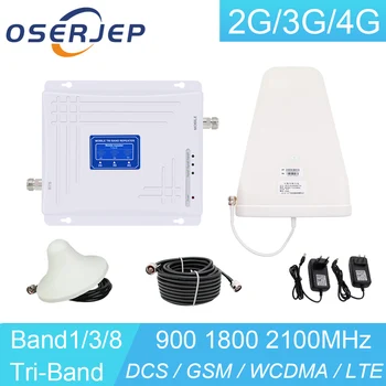 Tri-Band 900 1800 2100 Mobiele Versterker Mobiele Netwerk Booster 2G 3G 4G-tri-band Repeater Mobiele Telefoon GSM Repeater Band1/3/8 Kit