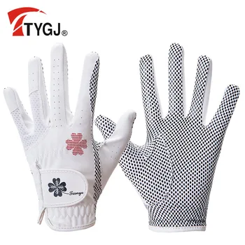 TTYGJ Golf dames Handschoenen PU Lederen Links en Rechts, 1 Paar Ademend Siliconen Deeltjes Anti-slip Handschoenen