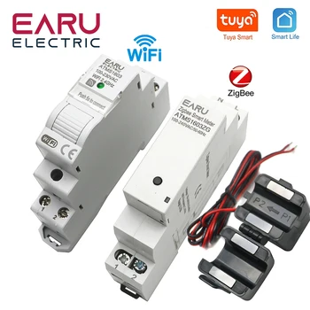 Tuya Smart WiFi Zigbee Elektriciteit KWH-Meter voor Din-Rail enkelfasige AC 110V-240V 50A 63A CT AC-Meter App Real-Time Monitor Power