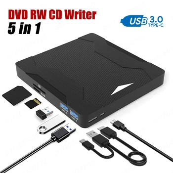 Usb Externe Dvd Reader USB 3.0 Type C DVD-RW CD-RW-Brander Recorder SD TF Optische Drive CD-DVD ROM-Schrijver Voor PC-Laptop