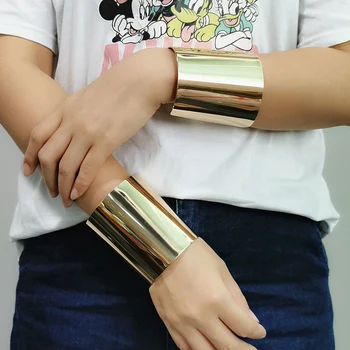 Verklaring Grote Metalen Armband Voor Vrouwen T Toon Manchet Bangle Armbanden Goud Kleur Femme Sieraden Punk Pendientes Bijoux GENOMEN