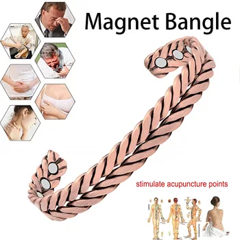 Vintage Gedraaide Koperen Kleur Armbanden Mannen Van De De Gezondheidsenergie Van Magnetische Armband Voordelen Verstelbare Manchet Bangle Artritis Pijn