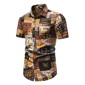Vintage Print Hawaiian Shirt Mannen 2023 Zomer Nieuwe Korte Mouw Katoen Linnen Shirt Heren Streetwear Harajuku Casual Shirts Camisas