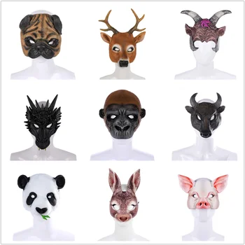 Volwassen Kinderen Halloween Cosplay 3D Dier Masker PU-Schuim Konijn Hond Herten Dragon Masker Vrouwen Mannen Carnaval Party Club Rol Spelen Masker