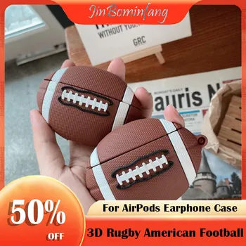 Voor Airpods Pro 3D Rugby, American Football Earpods Case Voor Apple Airpods 1 2 3 Bal Bluetooth Draadloze Oortelefoon Protector Cover