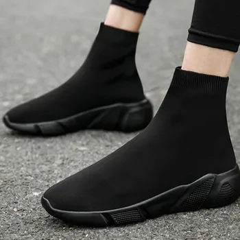 Vrouwen Boots Fashion Sneaker Plus Size Sokken Schoenen Ademend High-top Stretch Stof Slip-On, Casual Vrouwen Schoenen 45 46 2022 Nieuwe