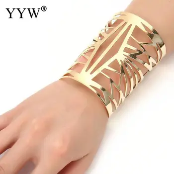 Vrouwen Mannen Holle Brede Manchet Armband Bangle Goud Zilver Kleur Strijkijzer Grote Man Vrouw Bangles Armbanden Mode-Sieraden Geschenken