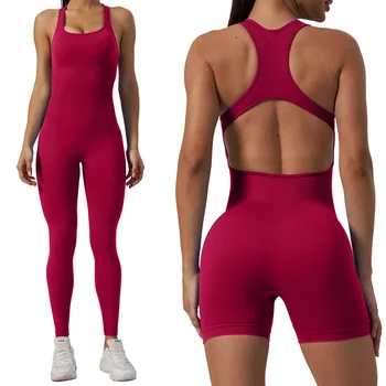 Vrouwen Mouwloos Naadloze Yoga Jumpsuits Voor Vrouwen Vrouwelijke Training Geribbelde Playsuit Outfit Fitness Sportwear Vrouwen Pak Activewear