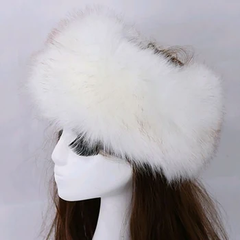 Winter Vrouwen Mode Russische Dikke Warme Mutsen Zachte Nep Faux Bont Hoed Leeg Top Hat Hoofddoek