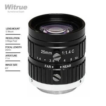 Witure HD 5MP Industriële Camera Lens 25mm Diafragma F1.4 Afbeelding-Formaat 2/3